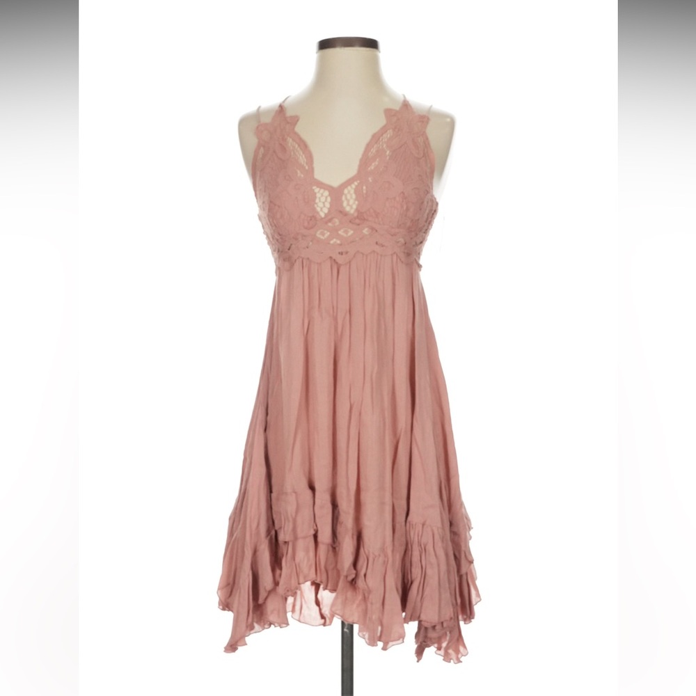Free People Pink Lace Mini Dress FP One